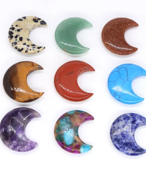 Moon Shape Natural Crystal Stone 30mm
