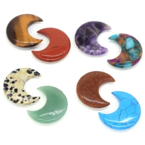Moon Shape Natural Crystal Stone 30mm