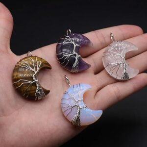 Moon Shape Natural Crystal Stone 30mm